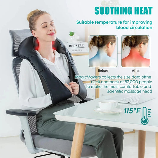 Shiatsu Neck & Shoulder Massager with Heat – Deep Tissue Relief