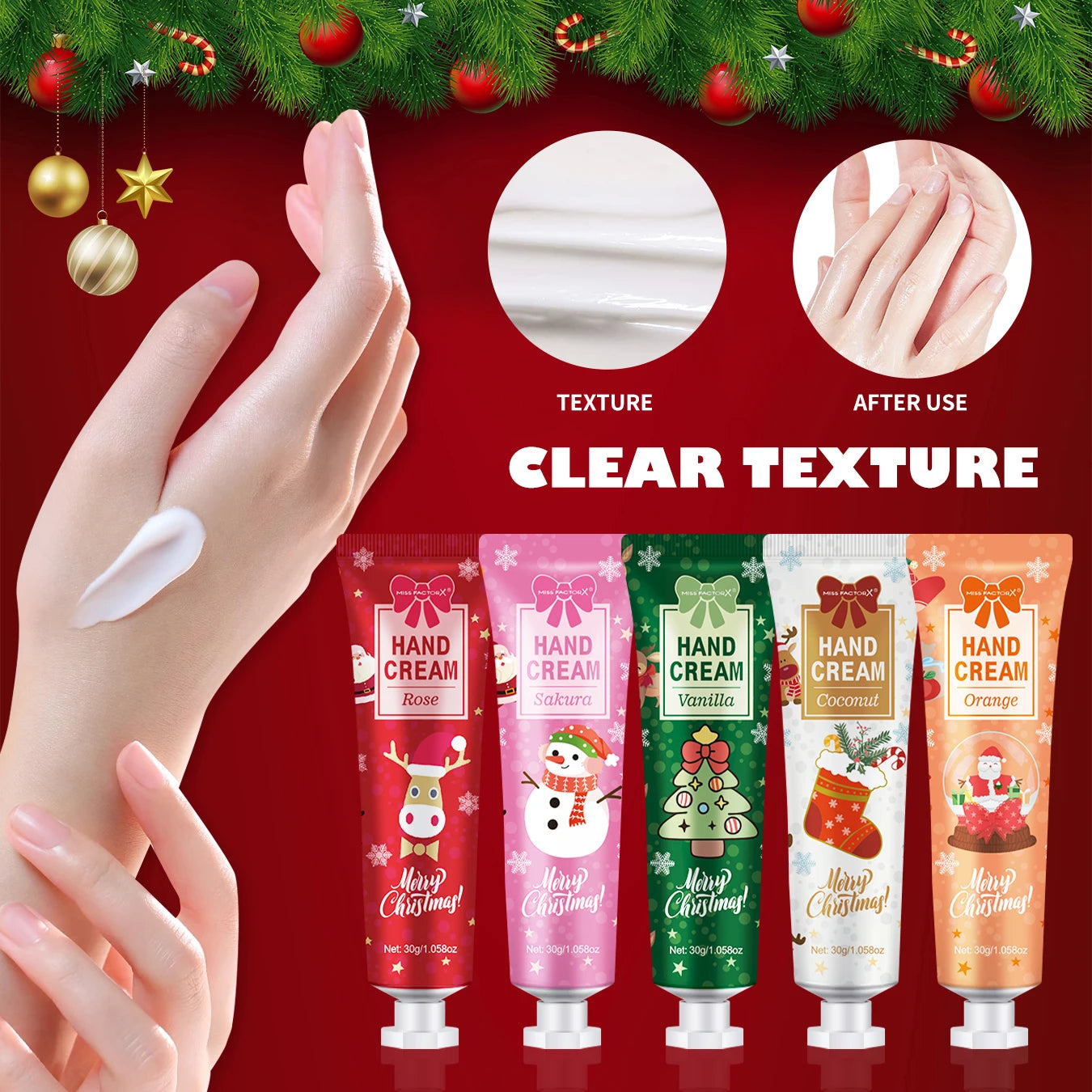 Christmas Hand Cream Set – 5 Pack Moisturizing Travel Gift for Women | Melloo