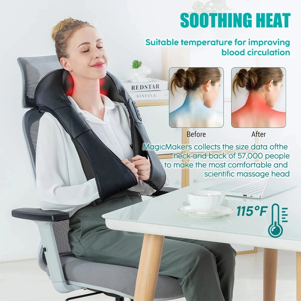 Shiatsu Neck & Shoulder Massager with Heat – Deep Tissue Relief