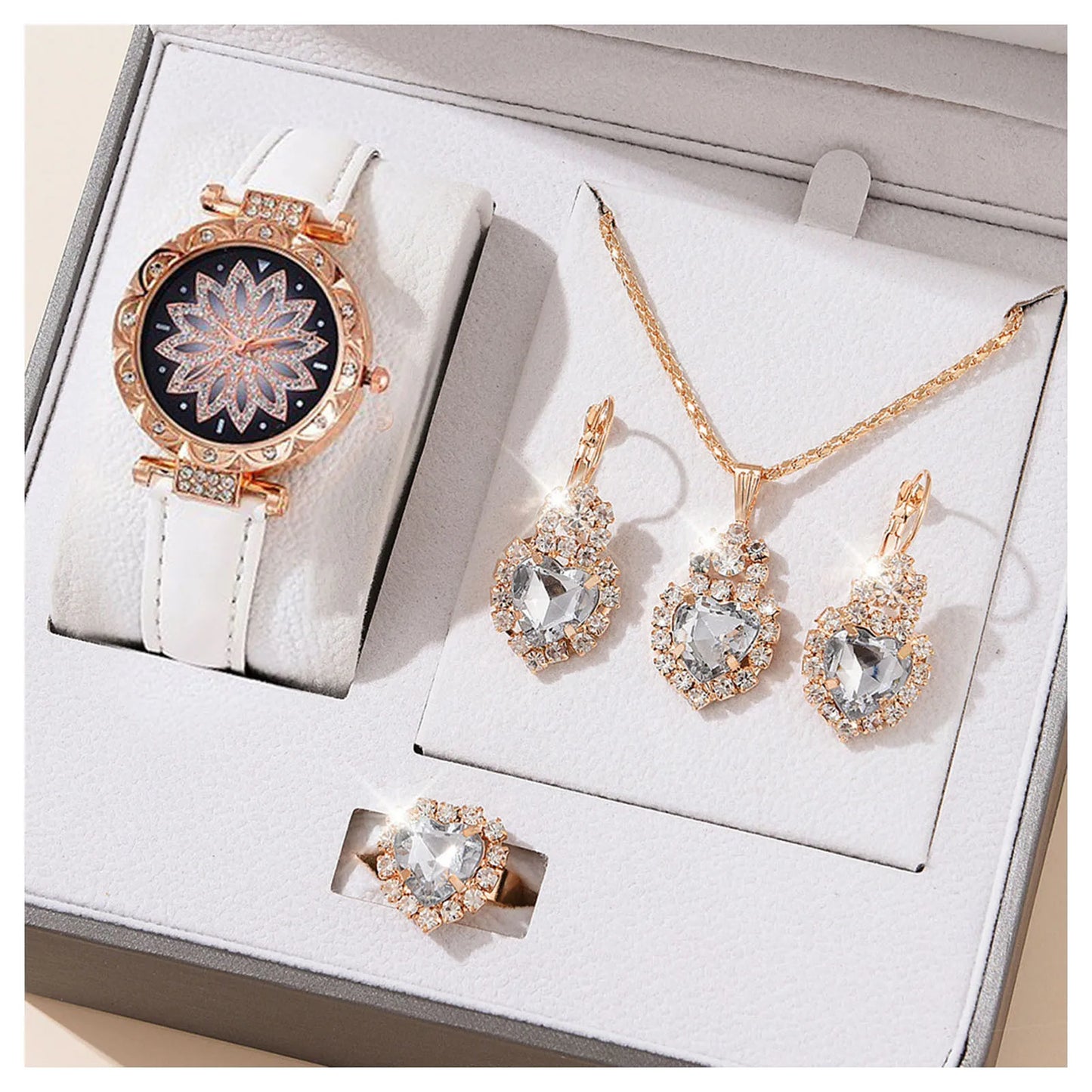 Crystal Bling Watch Set for Women – Elegant Wristwatch & Jewelry Gift Kit