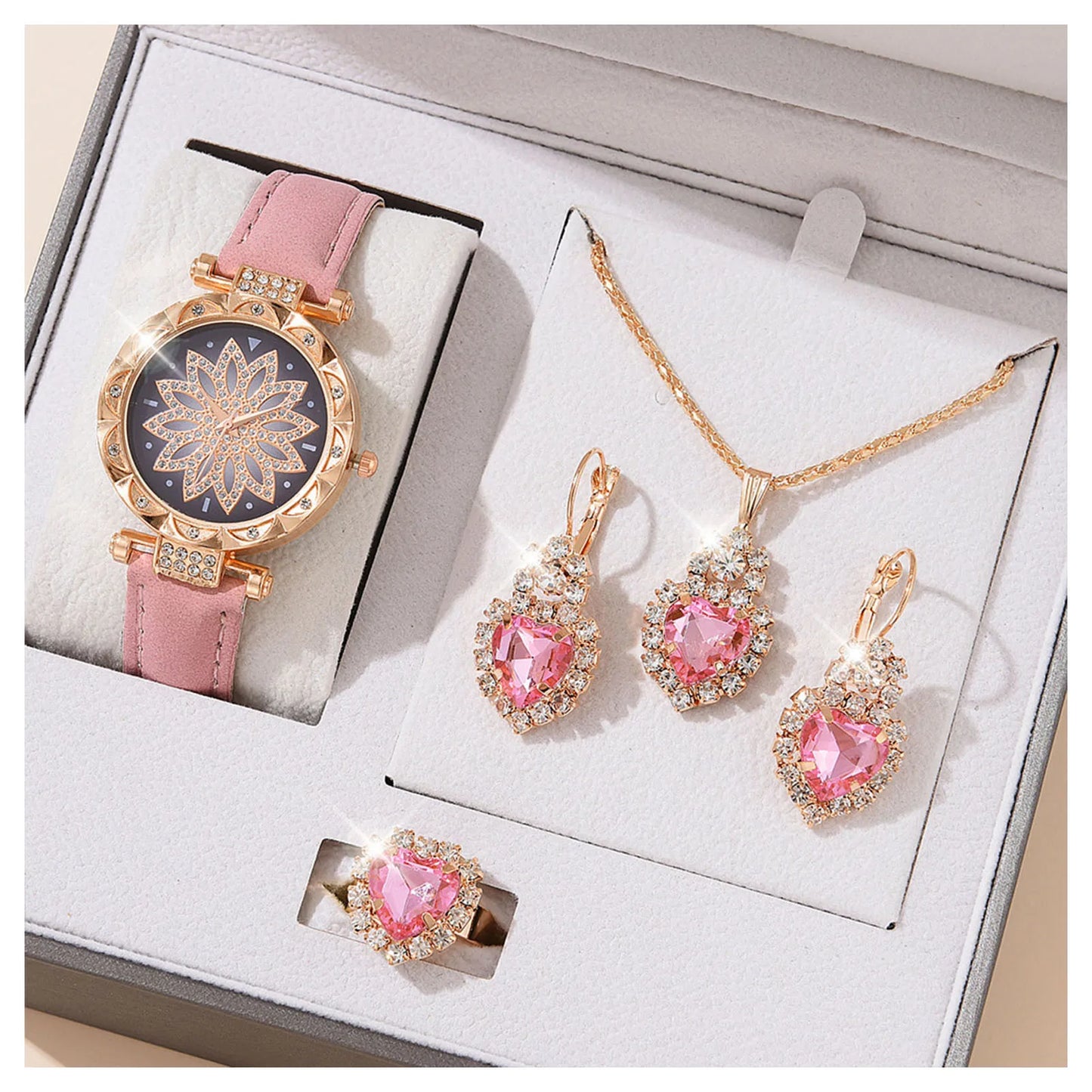 Crystal Bling Watch Set for Women – Elegant Wristwatch & Jewelry Gift Kit