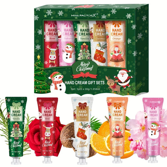 Christmas Hand Cream Set – 5 Pack Moisturizing Travel Gift for Women | Melloo