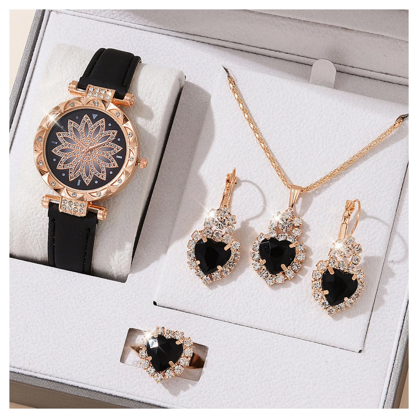 Crystal Bling Watch Set for Women – Elegant Wristwatch & Jewelry Gift Kit
