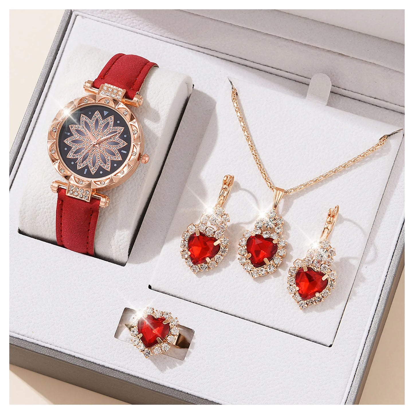 Crystal Bling Watch Set for Women – Elegant Wristwatch & Jewelry Gift Kit