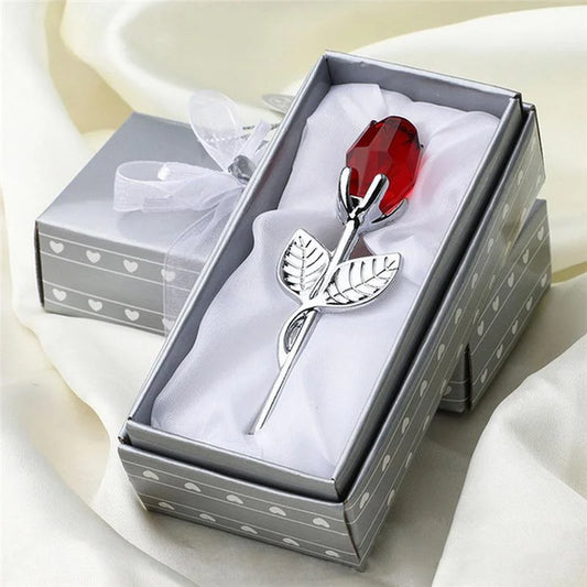 Crystal Glass Rose Flower Figurine – 6 Colors, Perfect Gift for Valentine's Day & Home Decor