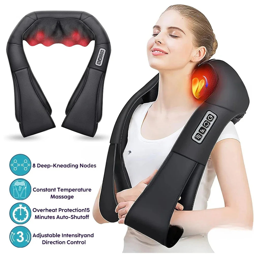 Shiatsu Neck & Shoulder Massager with Heat – Deep Tissue Relief